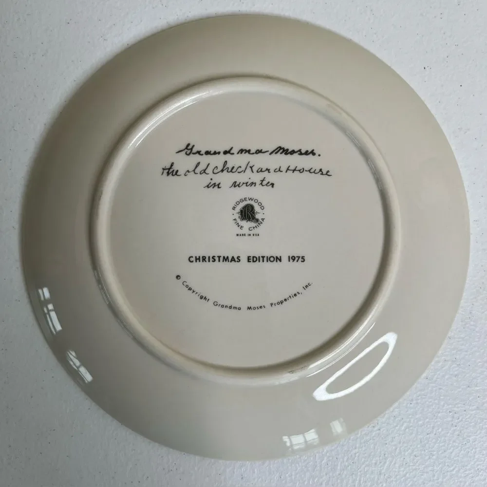 Vintage 70s Ridgewood Fine China Grandma Moses The Old Checkard House In Winter
